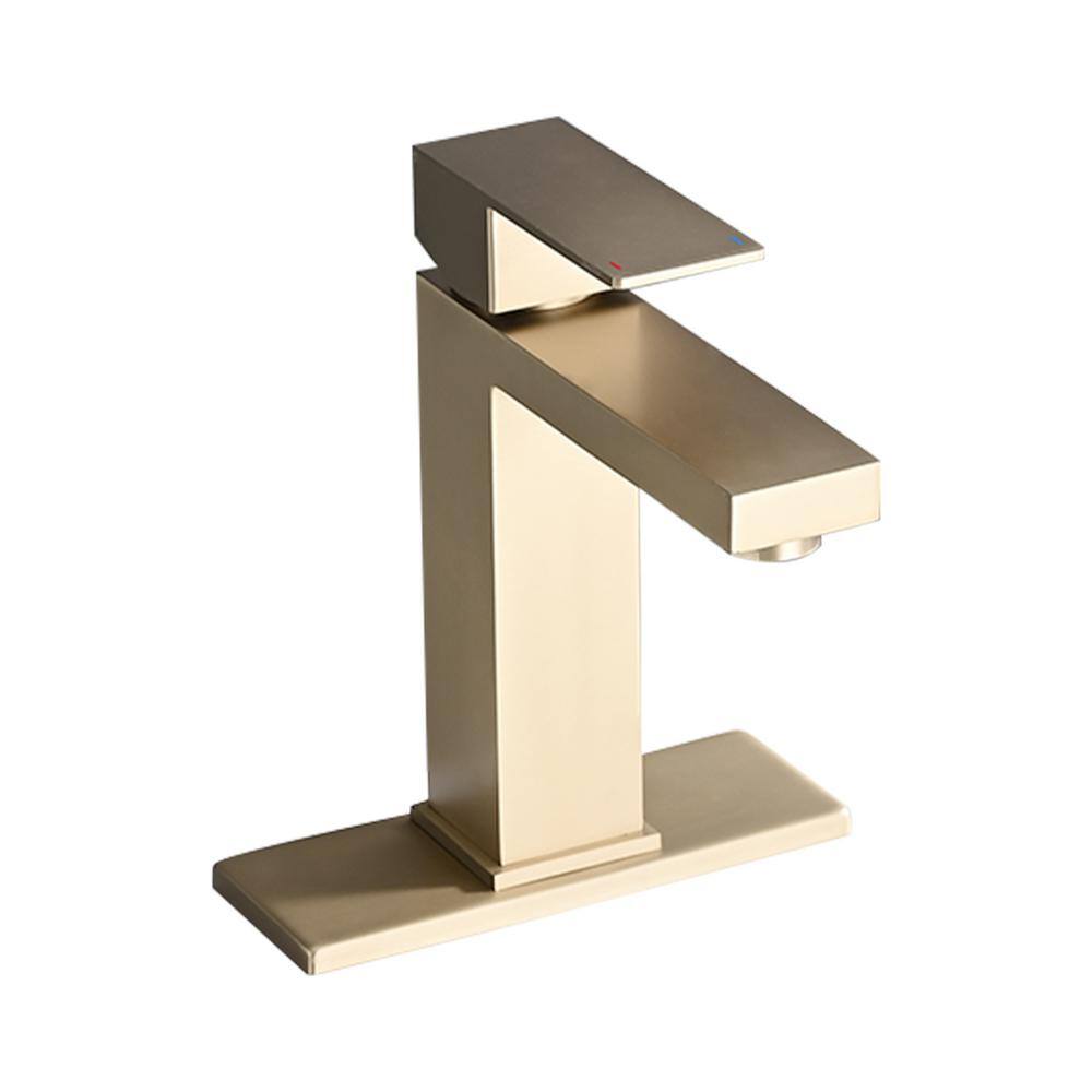Brushed Gold Single Handle Mid Arc Bathroom Faucet