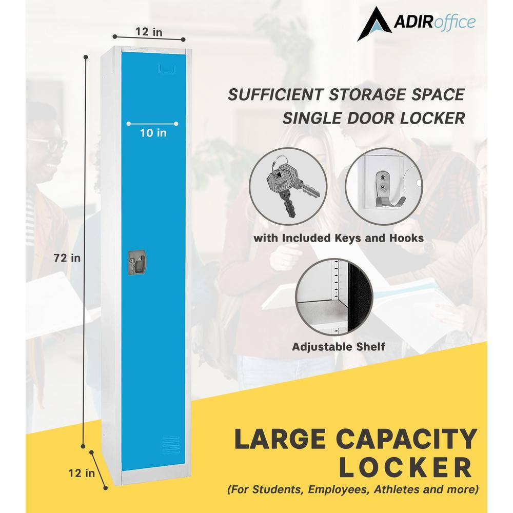 72'' Blue Steel Freestanding Locker with Adjustable Shelving (Set of 4)