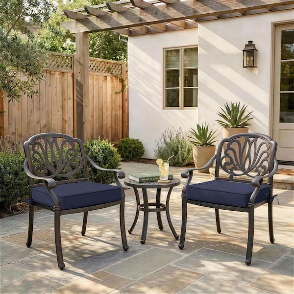 18.5 in. x 16 in. x 4 in. (2-Pack) Square Outdoor Patio Seating Repacement Lounge Chair Dining Seat Cushion Navy Blue