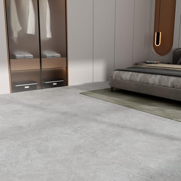 24 Tiles 4 MIL x 18 in. x 18 in. Peel and Stick Water Resistant Luxury Vinyl Tile Flooring, Grey Marble (54 sq. ft./Box)