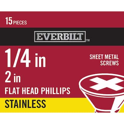 #14 x 2 in. Phillips Flat Head Stainless Steel Sheet Metal Screw (15-Pack)