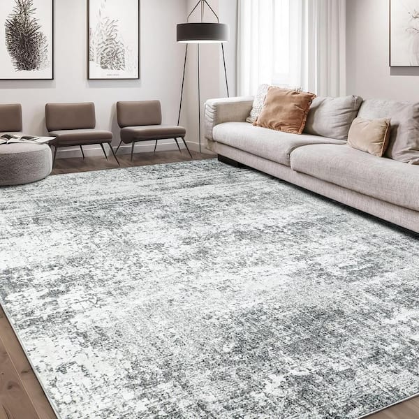 Mist 9 ft. x 12 ft. Grey Modern Abstract Area Rug