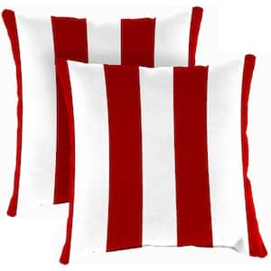 16 in. L x 16 in. W x 4 in. T Outdoor Throw Pillow in Cabana Red (2-Pack)