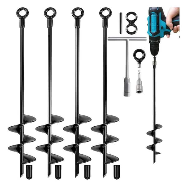 Heavy Duty Swing Set Anchor Kit with 18 in. Screw in Earth Anchors Securing Animals Camping Mobile Home