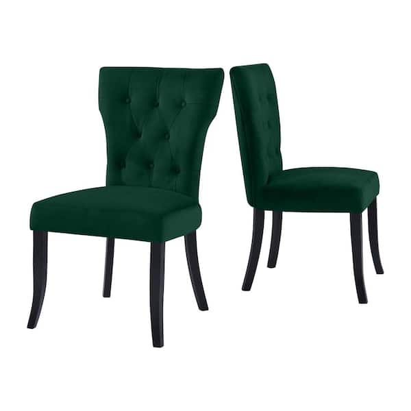 Handy Living Sirena Upholstered Dining Chairs in Emerald Green Velvet (Set of 2)