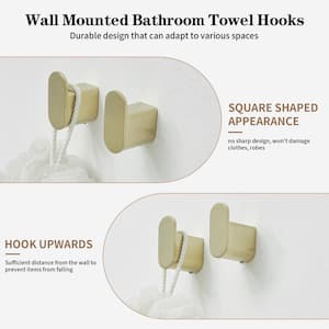 5-Piece Bath Hardware Set with Towel Bar Towel Hook Toilet Paper Holder in Brushed Gold