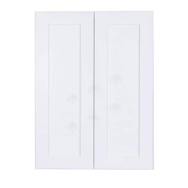 LIFEART CABINETRY Lancaster White Plywood Shaker Stock Assembled Wall Kitchen Cabinet 33 in. W x 36 in. H x 12 in. D