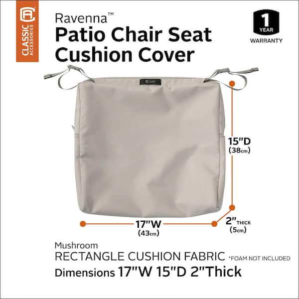 Classic Accessories Ravenna Rectangular Outdoor Patio Seat Cushion 17W x 15D x 2T Empire Blue
