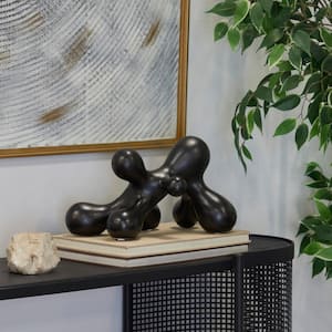 8 in. x 7 in. Black Porcelain Molecule Abstract Sculpture