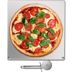Pizza Steel Baking Stone 16 in. x 14 in. x 0.2 in. High-Performance Rectangle Steel Pizza Pan for Oven Cooking, Silver