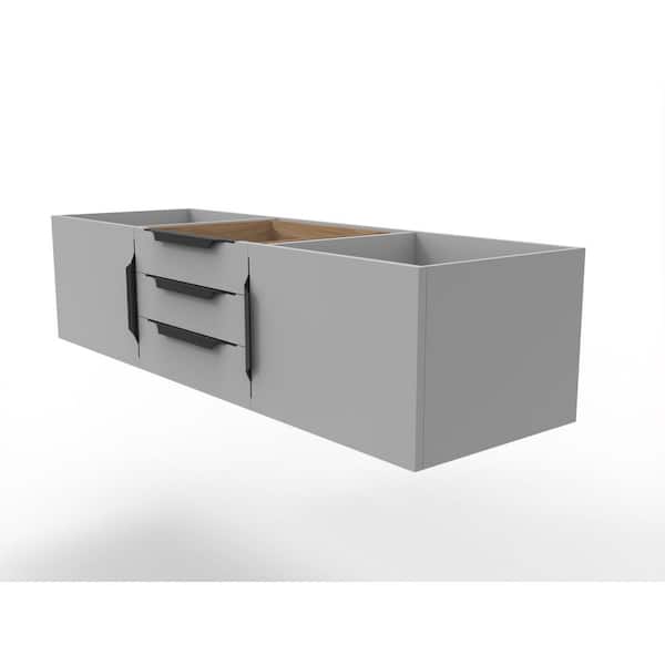 castellousa Alpine 59.5 in. W x 18.75 in. D x 14.25 in. H Bath Vanity Cabinet without Top in Matte Gray with Black Trim