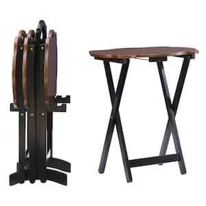 Sammy Black and Brown 5-Piece Snack Tray Table Set