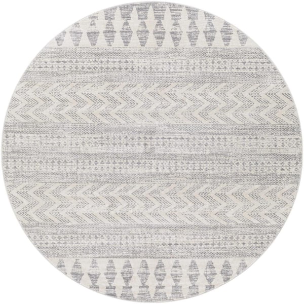 Haruhi Light Gray 7 ft. Round Indoor Area Rug