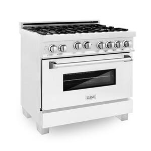 36" 4.6 cu. ft. Range with Gas Stove and Gas Oven in DuraSnow Stainless Steel and White Matte Door (RGS-WM-36)