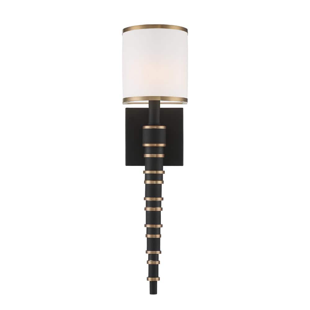 Sloane Vibrant Gold and Black Forged Silk Shade Wall Sconce