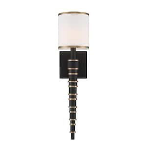 Sloane 5 in. 1-Light Vibrant Gold and Black Forged Wall Sconce