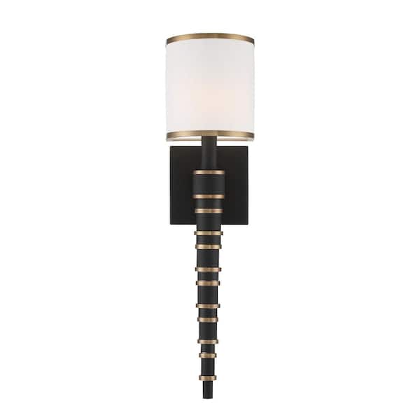 Sloane 5 in. 1-Light Vibrant Gold and Black Forged Wall Sconce