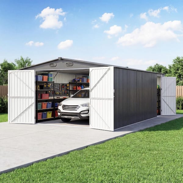 20 ft. W x 13 ft. D Outdoor Metal Shed with 2-Doors (250 sq. ft