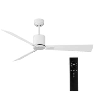 56 in. Indoor/Outdoor White/Wood Ceiling Fan with Remote Control 3 Blades 6 Speeds Quiet and Reversible