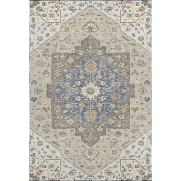 Mayfield Premium Machine Washable Abstract AMF2533 Ivory 10 ft. x 14 ft. Area Rug