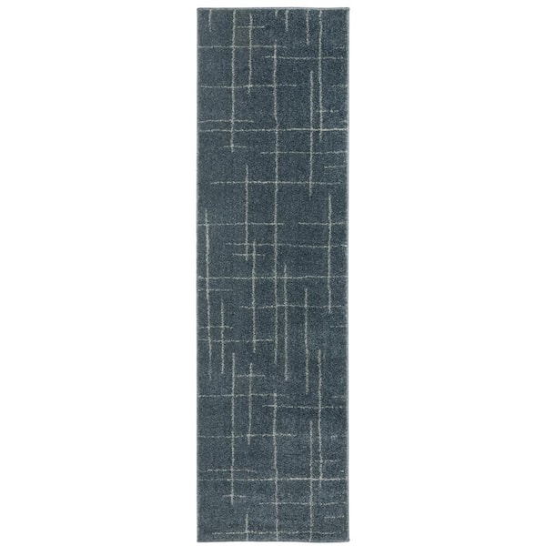 AVERLEY HOME Apex Blue 2 ft. x 8 ft. Solid Abstract Geometric Polyester Indoor Runner Area Rug