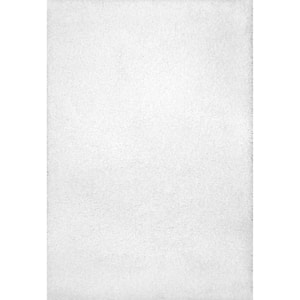 Janine Plush  Shag White 4 ft. x 6 ft. Modern Area Rug