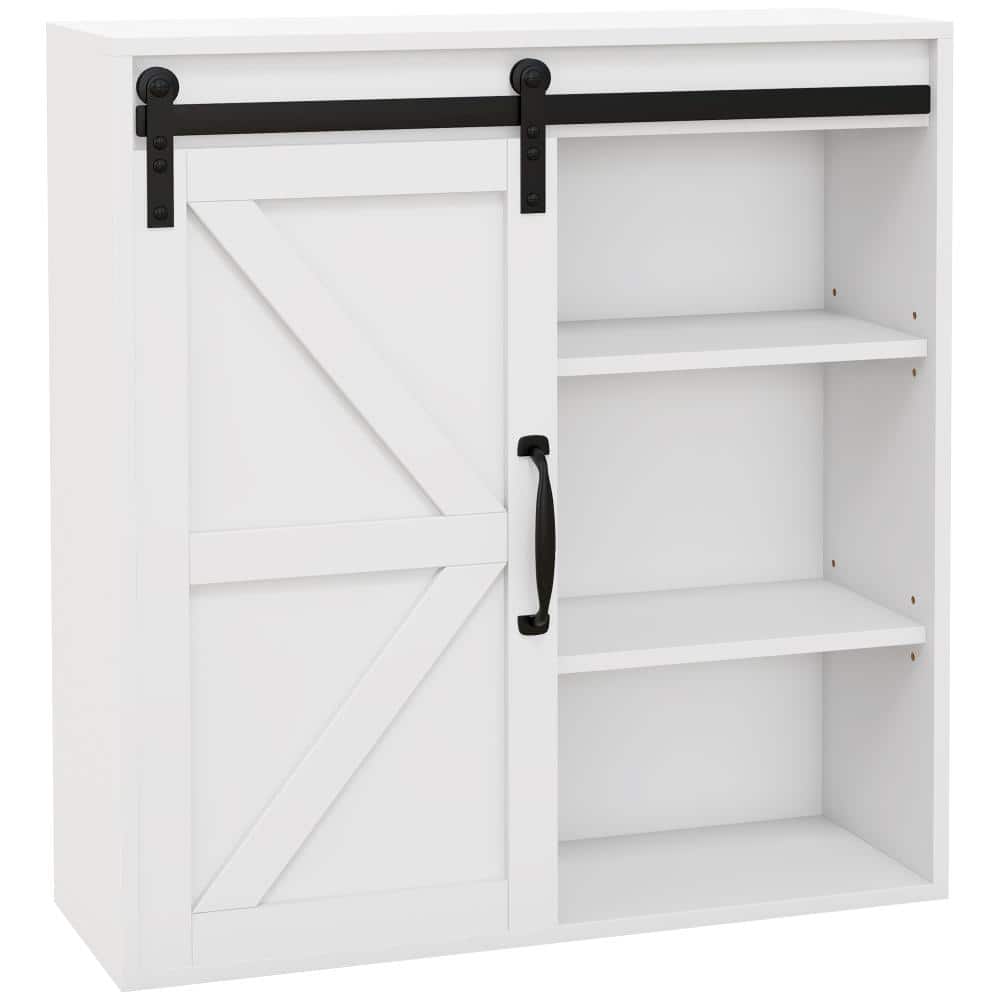 22.75 in. W White MDF Surface-Mount Medicine Cabinet with Sliding Barn Door and Adjustable Shelves price history on PriceWatchPro