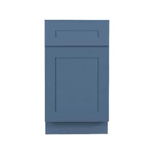 Lancaster Blue Plywood Shaker Stock Assembled Base Kitchen Cabinet 18 in. W x 34.5 in. D H x 24 in. D