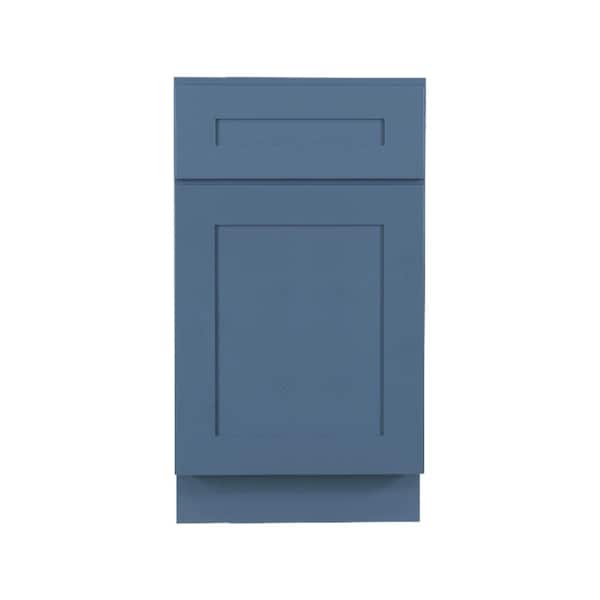 LIFEART CABINETRY Lancaster Blue Plywood Shaker Stock Assembled Base Kitchen Cabinet 18 in. W x 34.5 in. D H x 24 in. D