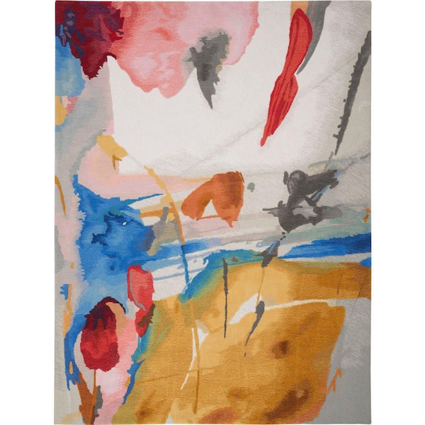 Symmetry Multicolor 9 ft. x 12 ft. Abstract Contemporary Area Rug