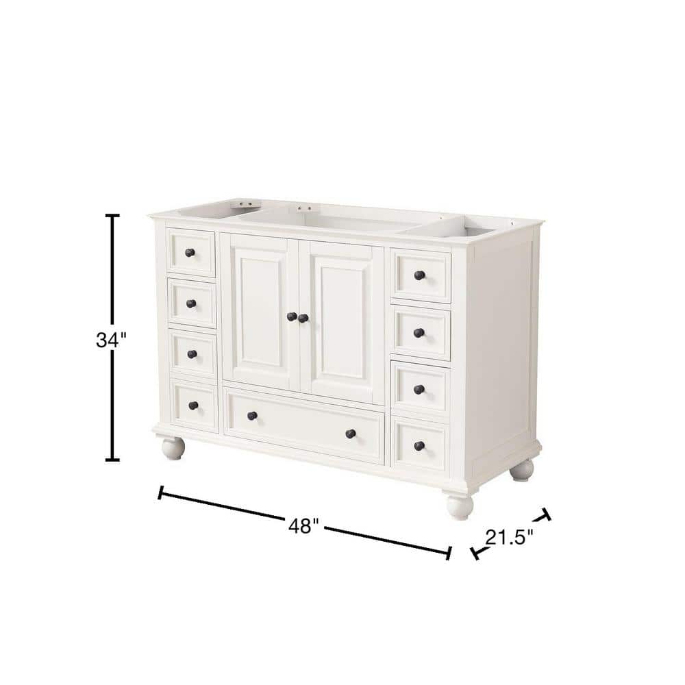 French White 48" Solid Wood Single Bathroom Vanity Base