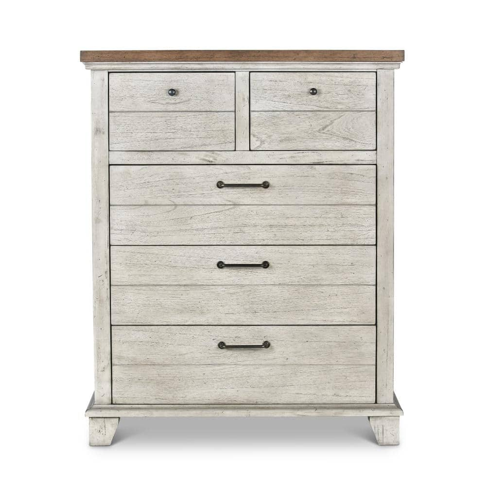 Steve Silver Bear Creek 5-Drawer Rustic Ivory and Honey Chest of Drawers (52 in. H x 42 in. W x 19 in. D)