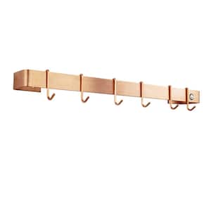 Handcrafted 36 in. Brushed Copper Wall Rack Utensil Bar with 6-Hooks