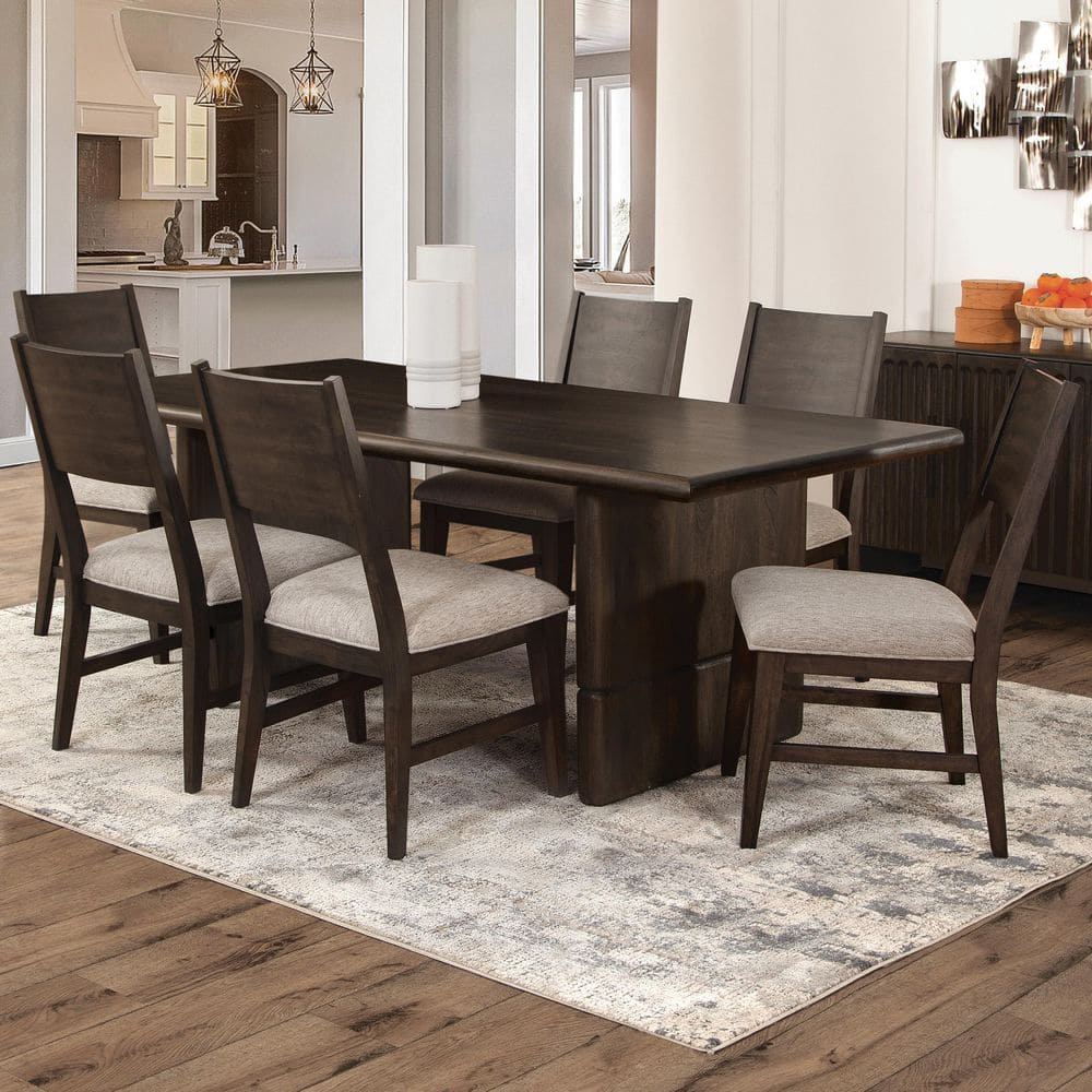 Norvell 7 Piece Brown Wood Dining Room Set Seats 6 price history on PriceWatchPro