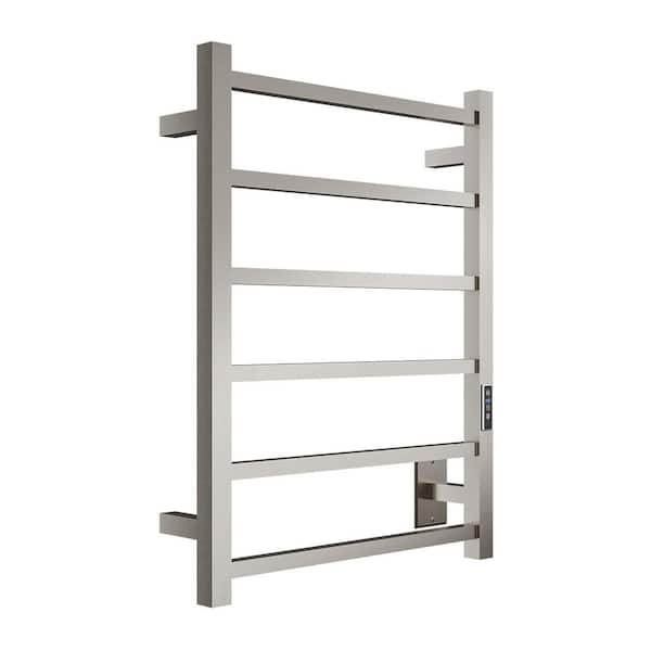 Charles Series 6-Bar Wall Mounted Electric Plug-In Bathroom Towel Warmer Rack in Brushed Nickel Finish Stainless Steel