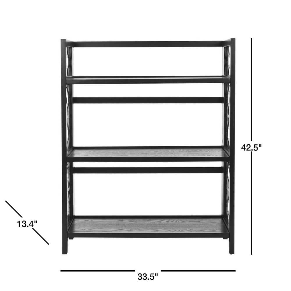 Transitional Black Pine 34" Wide Bookcase with Decorative Sides