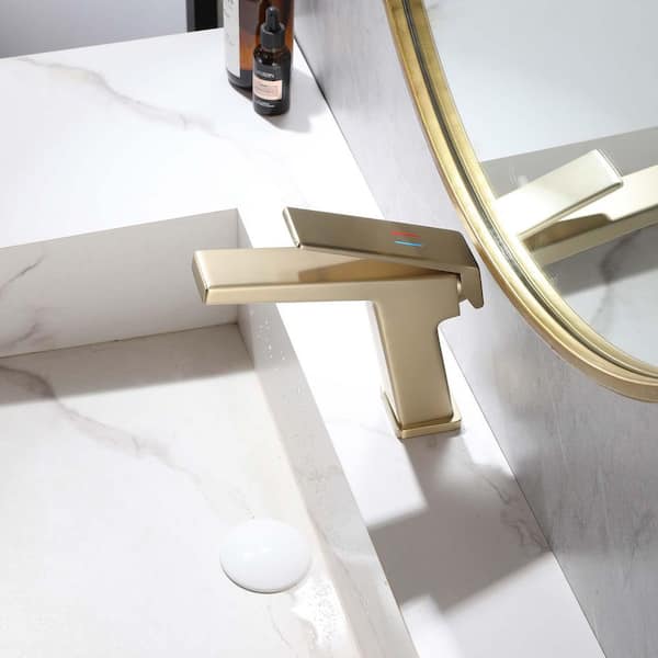 8 in. Widespread Single Level Handle High Arc Bathroom Faucet in Brushed Gold