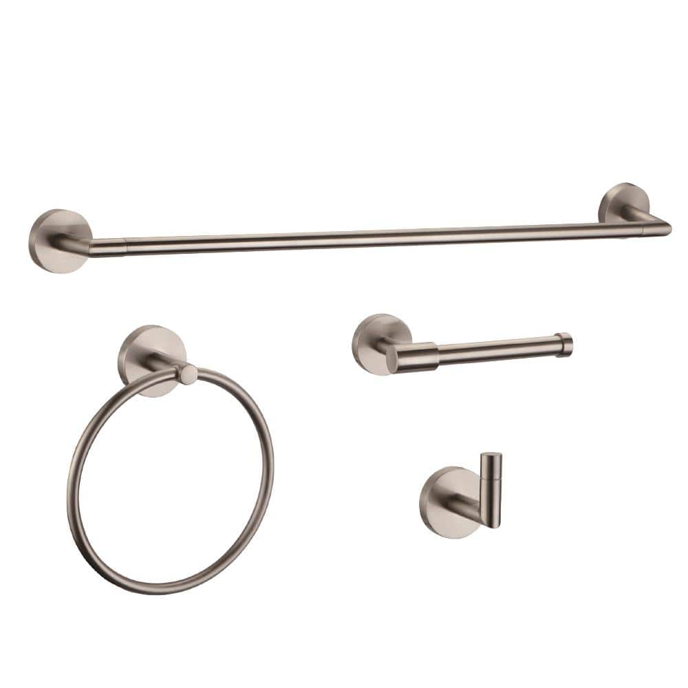 Satin Nickel 4-Piece Bathroom Hardware Accessory Kit