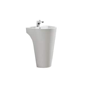 Parma 24 in. Acrylic Pedestal Bathroom Sink in White with Overflow Drain
