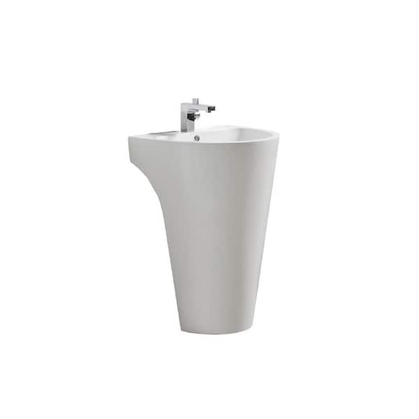 Fresca Parma 24 in. Acrylic Pedestal Bathroom Sink in White with Overflow Drain