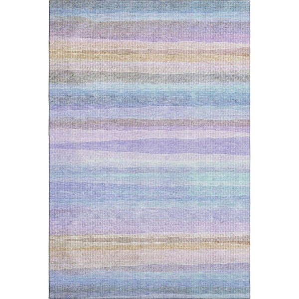 Mayfield Premium Machine Washable Abstract AMF2093 Lavender 3 ft. x 5 ft. Area Rug