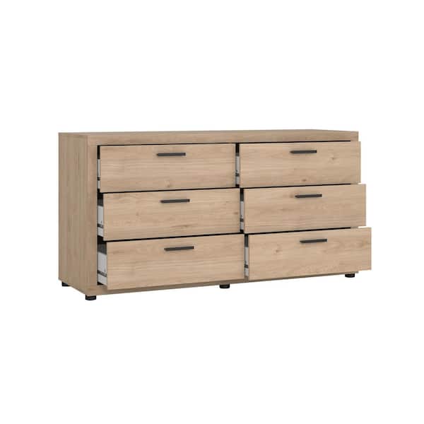 Tvilum Mira Jackson Hickory 6 Drawer W 60.47 in. Double Dresser
