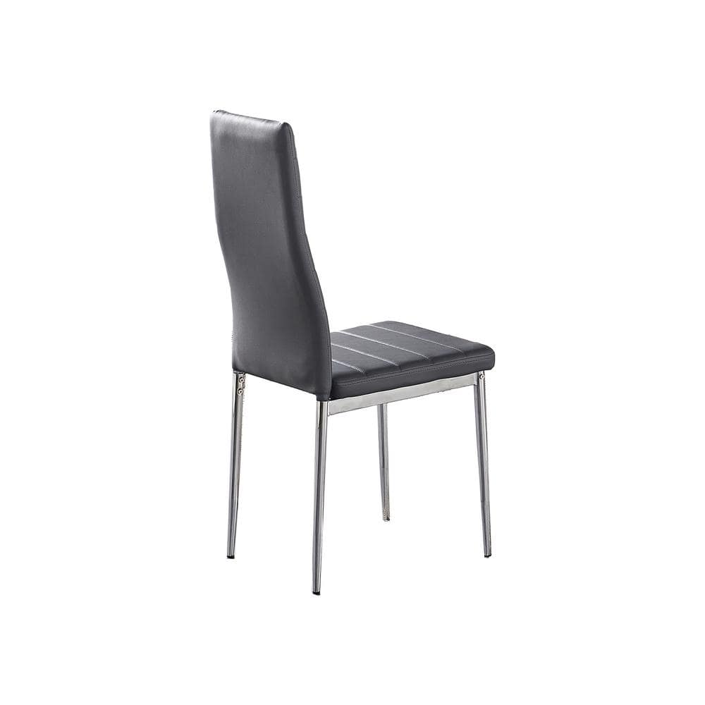 Parsons High Back Side Chair in Gray with Chrome Legs (Set of 2)