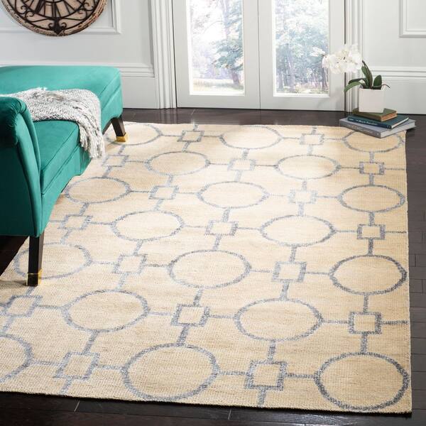 Stone Wash 5 ft. x 8 ft. Beige Trellis Area Rug