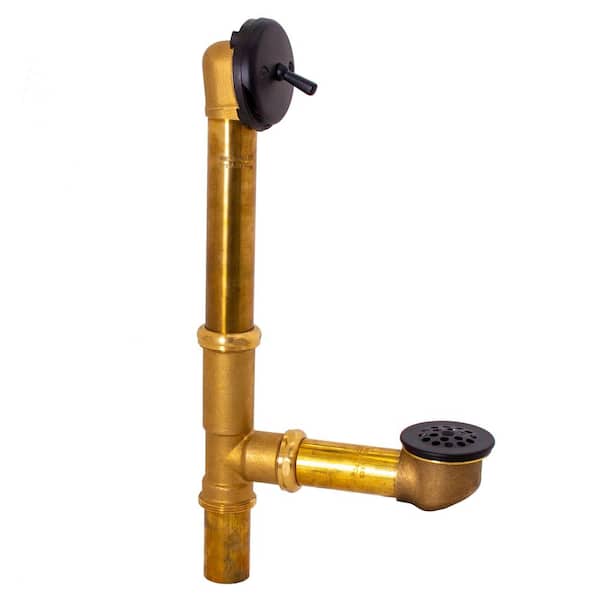 Westbrass 14 in. Bath Waste & Overflow Assembly with Trip Lever and Beehive Strainer Drain in Oil Rubbed Bronze