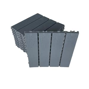 1 ft. x 1 ft. 4-Slate Composite Deck Tile in Dark Gray for Outdoor Flooring All Weather Use (44 Per Box)