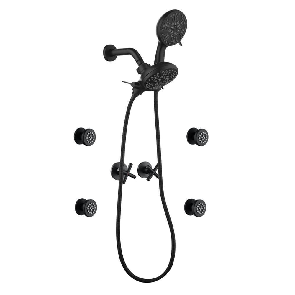 3-Handle 7-Spray Wall Mounted Shower Faucet 1.8 GPM with Ceramic Disc Valves Dual Head with 4 Body Jets in. Black price history on PriceWatchPro
