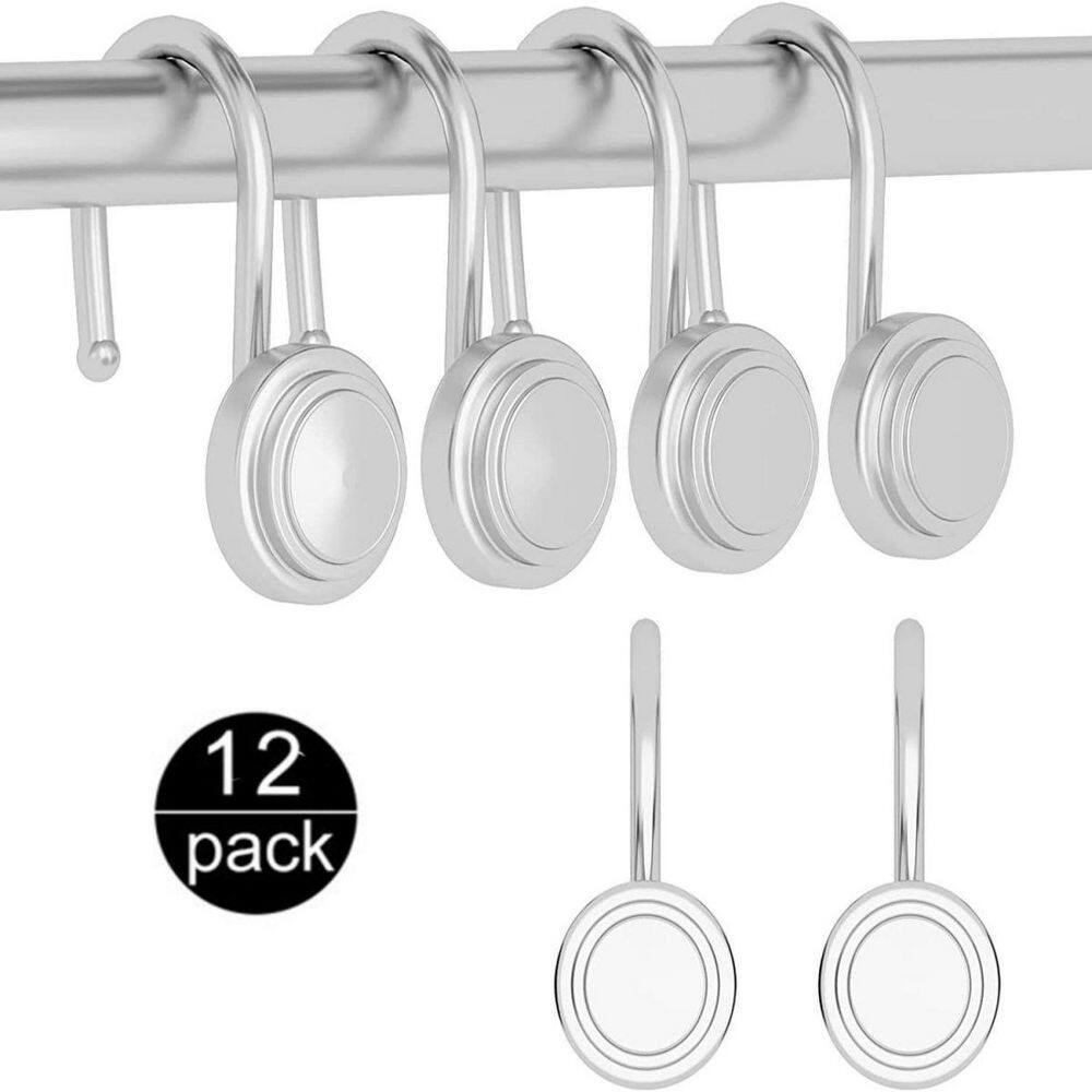 Tatayosi Silver Round Shower Curtain Hook for Living Room Bedroom Kids Room  Bathroom Set of 12 J-J-W140171005 - The Home Depot