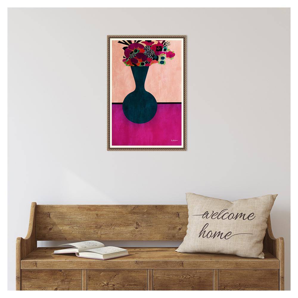 Vibrant Gem Tone Floral Canvas Art in Navy Blue Vase