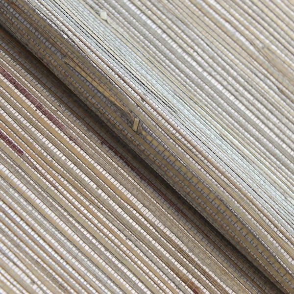 Tempaper Neutral Knotted on Silver Loose Weave Boodle Authentic Grasscloth Unpasted Textured Wallpaper Sample, 4.5 in. x 4.5 in.